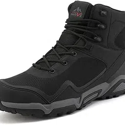 nortiv 8 Men's Waterproof Hiking Boots Outdoor Mid Trekking Backpacking Mountaineering Shoes Black Size 9 US JS19005M image 1