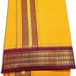 dhoties town Pure Cotton Colour Dhoties For Men 3 Muthu Border (Size : 9 x 5) 4.00 Meter double Dhoti And 2.25 Meter Towel set-picture-12