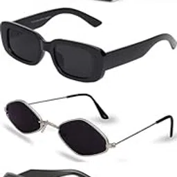 arzonai MC stan Shades Unisex set of 4 MC stan goggles rectangle sun glasses MC stan shades Retro Vintage Narrow Women::white black glasses white google for women offer pack of 4 Sunglasses-picture-11