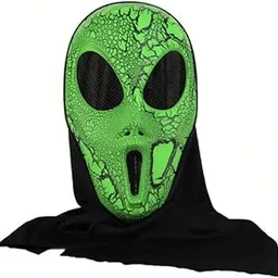 PartyToko Halloween Alien Mask Alien Cosplay Costume Halloween Party Face Mask for Adults White or Green - 1pc image 1