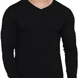 blisstone Men’s V-Neck Full Sleeve T-Shirt | Casual Slim Fit Cotton Blend Tee-picture-17