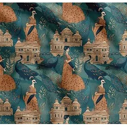 Soimoi Cotton Cambric Fabric - Asian Print- Blue - 56 Inch Wide, Fine Weave Fabric for Sewing Kurtas, Summer Dresses, Crafts, Quilting, Baby Apparel & DIY Projects-picture-31