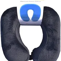 Travel Neck Memory Foam Pillow for Travelling, long drive, neck pain - with Zippered Velour Washable Cover (Black Color_Premium Design),Neck Pillow Travel headrest Accessory, Plane Flight Bus and Office for Men and Women,Travel Black Neck Pillow,Neck Travel Pillow Multipurpose-image-8