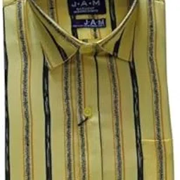 Men's Striped Cotton Casual Shirt, Yellow and Black, Regular Fit, Full Sleeves-picture-11