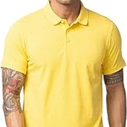 spykar Yellow Polo Collar Half Sleeves Blended T-Shirt for Men-picture-43