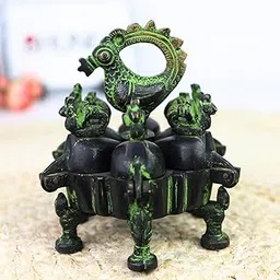 South Indian Arts Brass Decorative Boxes, Multipurpose Sindoor Box, Sindhur Antique, Dhaba, Black, 12Cm, 1 Piece-image-5