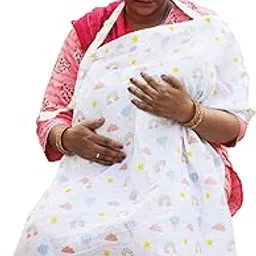 Nursing Cover for Breastfeeding – Soft, Breathable Feeding Apron for Mom, Multi-Use Feeding Cover & Scarf-Parachute Print-picture-10