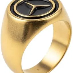 Luxury Gold-Plated Ring, Black Enamel Inlay, Stainless Steel, Men's Fashion Jewelry-picture-43