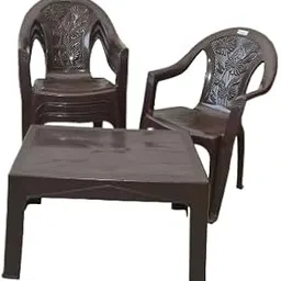 Plastic Dining Set, Brown, 4 Chairs and Table Combo, Weight Capacity 150 kg, Pre-Assembled, Rectangular Shape (Brown)-picture-24