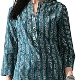 meesan Women’s Printed Straight Kurta Tunic – 3/4 Sleeves, Casual Ethnic Wear for Daily or Office Use (MFTN00008_Tunic_$P)-picture-10