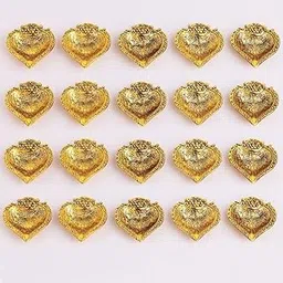 IndianShelf Pack of 20 Aarti Diyas – Premium Aluminium Paan Leaf Oil Lamps with Gold Finish, Traditional Pooja Items for Home Temple, Diwali Decoration & Festive Gift-image-48