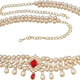 i jewels 18k Gold Plated Ethnic Kundan Studded Kamarband/Belly Chain for Women (B027)-picture-16