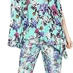 cloth haus india Women's Aqua Floral Printed 100% Modal V Neck Kaftan Top-picture-15