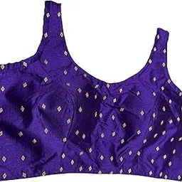 pujia mills Women's Square Neck Silk Sleeveless with Stone Readymade Blouse-picture-24