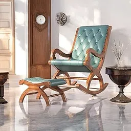 classic wood & craft CLASSIC WOOD & CRAFT® Elegant Sheesham Wood Rocking Chair for Adults - Upholstered Seat & Backrest with Footrest Stool (Model-WSB-1)-picture-54