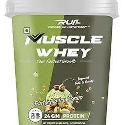 Ripped Up Nutrition Muscle Whey |Primary Source Whey Concentrate With 24g Protein, 0 Sugar, Low Carbs (4kg (8.8lbs), Pistachio Ice Cream) image 1