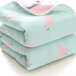 Baby Muslin Blanket for Newborn | 80 * 80 | 6 Layer Gauze Cotton | Soft Swaddle Wrap Blanket/Quilt/Bath Towel/Nursing Cover/Crib Blankets for Boys and Girls (Pink Swan)-picture-12