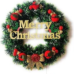 India Designer Christmas Wreath for Front Door/Wall Hanging/Decoration for Xmas Party/Christmas Decorations for Home/Gifts/Wreath/Office (Green, 10 Inch)-picture-23