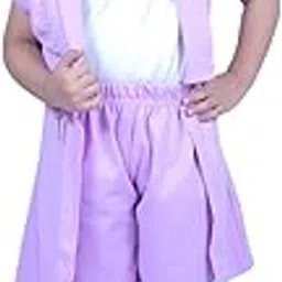 Girl Cute White+Blue colour Jumpsuit Set-image-39