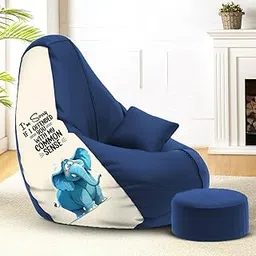 Amazon Brand - Solimo Premium Faux Leather Bean Bag Combo with Footrest & Cushion, Filled with Beans | Capacity: Upto 6 Ft 3 in Height, 120 KG Weight | 3XL | Common Sense-image-48