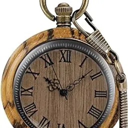 tiong Wooden Pocket Watch,Customized Wooden Pocket Watches for Men Handmade Bamboo Wood Analog Quartz Custom Pocket Watch with Chain Gift for Father's Day-picture-40
