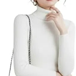 Classic Black Ribbed Turtleneck Sweater, Long Sleeve, Slim Fit Design for Women, Office Casual Wear-picture-43