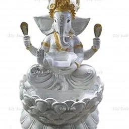 Big Bulk Big Lotus Ganesha/Kamal Ganesh Fiber Indoor Outdoor Fountain with Led Lights for Home Decor and Office Decoration Or Gifting (White: 109 cm X 66 cm X 66 cm)-image-8