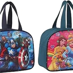 STRONG LIFE Polyester Tiffin Picnic Work School Office Lunch Bag for Kids with Water Bottle Holder Pack of 2 (Blue+Sky Blue)-picture-29