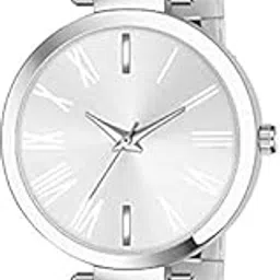 adnock Design Round Dial Analogue Strap Silver Chain Stainless Steel Luxury Watch for Girls-picture-35