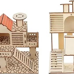balacoo 2pcs Wooden Pet Villa Toys for Animals Creative House Training Platform for Hamsters and Pets Wear- Design for Healthy Growth-picture-31