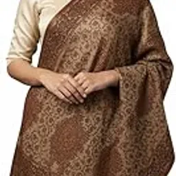 stone barrow Traditional Brown and Beige Floral Print shawl, Elegant Ethnic Indian Wear for Women-picture-49