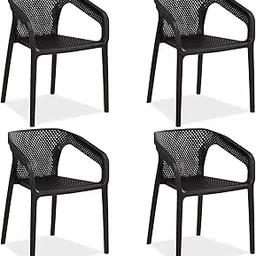 Dream Furnishing - Set of 4 Stackable Chairs for Outdoor & Indoor for Home Office Cafe Hotel (Black)-picture-41