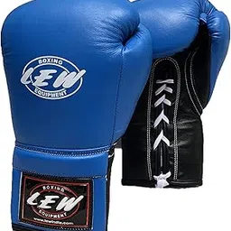 LEW Proffesional Geniune Leather lace Fight || Training || Contest Boxing Gloves with a Pair of Hand Wraps (Blue Edition Boxing Glove) (12 OZ)-picture-32