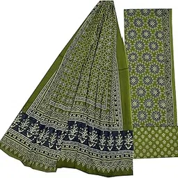 gk fashion s Women,s Dress Material Cotton Suit Ajrakh Print Unstitched Salwar Dupatta Set Free Size Green Jaipur-picture-47