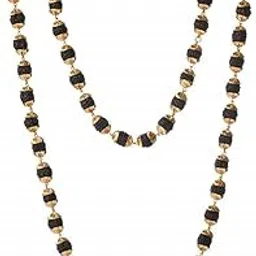 Gold Plated Cap 7mm Rudraksha Mala Beads Gold-plated Plated Brass Chain-picture-53