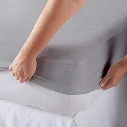 200 GSM Waterproof Soft Terry Cotton Breathable Elastic Fitted Style Mattress Protector/Bed Cover Noiseless Drop for 6-12" Pad_Size - 36"X78"/91 x 198 cm,Light Grey-image-4