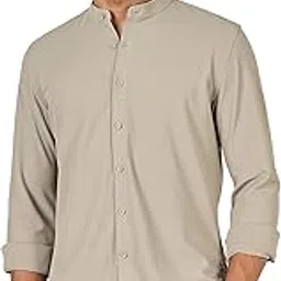 thomas scott Men's | Premium | Mandarin Collar | Slim Fit | Long Sleeves | 4 Way Stretch | Coolmax | Knitted | Casual | Shirts for Men-picture-56