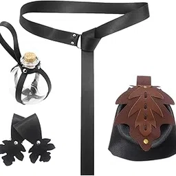 MERISHOPP 5 Pieces Medieval Belt Bag Skirt Hikes Bottle for Fantasy Events Masquerades Black-picture-54