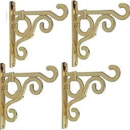 Growfynd ® Metal Wall Hook Hanging Plant Bracket Gold Finishing | Decorative Straight Plant Hanger for Pots, Bird Feeders, Planters, Lanterns, Cotton, Wind Chimes Indoor Outdoor (Pack of 4)-picture-25