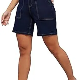 miss chase Women's Regular Fit High Rise Above Knee Stretchable Denim (Plus Size) Shorts-picture-31