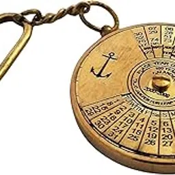 Antique Brass Made vintage 100 years calendar key ring perpetual calendar With royal navy engraving 100 Years Calendar Working Key chain-picture-10
