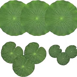NAVADEAL Pack of 9 Artificial Floating Foam Lotus Leaves | Water Lily Pads Ornaments, Green | Perfect for Patio Koi Fish Pond Pool Aquarium Home Garden Party Special Event Decoration-image-52