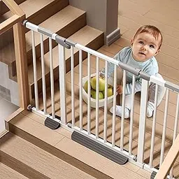 Uliance Barricade Auto Close Pet Safety Gate Metal Baby Pet Safety Gate Adjustable, 2 Way Auto Close, Barrier for Stairs, Door and Hallways (White, 104-111cm)-picture-30