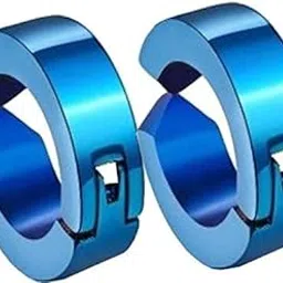 meenaz Blue Gold Plated Brass Copper Clip-on Press Non-Piercing Hoop Stud Earrings for Men and Women-picture-43