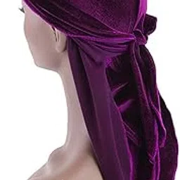 Men Lady Velvet Bandana Durag Headwear Silk Pirate Cap Wrap Hat Purple'|Clothing, Shoes & Accessories | Mens Accessories | Hats'| Hats'|Hats'-image-4