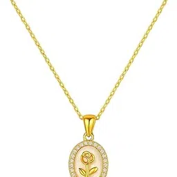cloudtail Luxury Gold Rose Pendant Necklace for Women | Designer Flower Jewelry with Shiny Finish | Ideal for Party, Festive & Gifting Occasions-picture-31