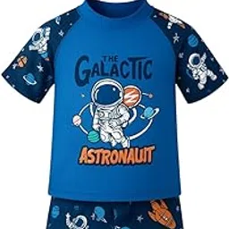 Morex 3 Pcs Printed Swimming Costume Set for Boys & Girls | T-Shirt, Shorts & Cap Three-Piece UV Protective Swimsuit Kids for Swimming Pool, Water Park, School Pool Party & Beach Fun-image-71