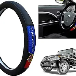 WolkomHome Ring Type Car Steering Wheel Cover (Black Barcelona) for Mahindra Bolero-picture-25