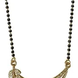 Elegant Leaf Design Mangalsutra for Women Black Beads Chain with Pendant | Traditional & Stylish Gold Plated Mangalsutra Necklace for Girls & Ladies-picture-30