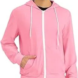 earthstick Men's Cotton Fleece Regular Fit Hooded Neck Full Zipper Plain Hoodie-picture-49